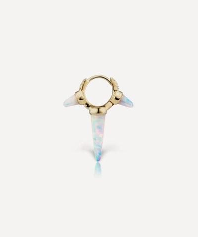Maria Tash 18ct 6.5mm Triple Long Opal Spike Diamond Eternity Single Hoop Earring In Gold