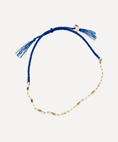 Shop Atelier Vm Tea Ovale Cotton And 18ct Gold Chain Bracelet In Blue