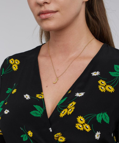 Alex Monroe Gold-plated Floral Letter J Alphabet Necklace In Gold