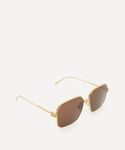 Shop Bottega Veneta Square Metal Sunglasses In Gold