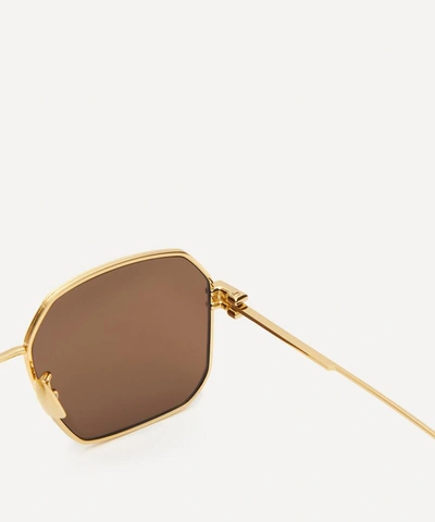 Shop Bottega Veneta Square Metal Sunglasses In Gold