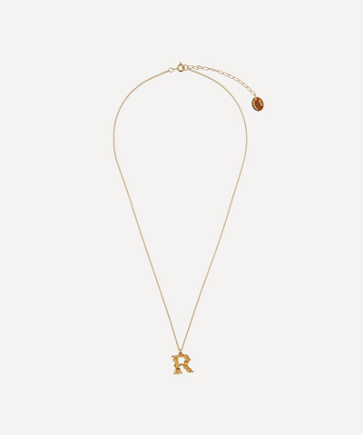 Shop Alex Monroe Gold-plated Floral Letter R Alphabet Necklace