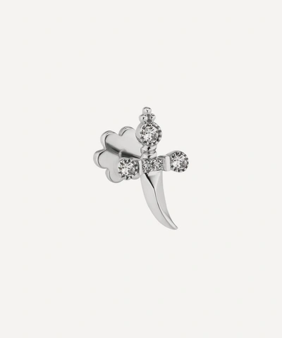 Maria Tash 18ct Diamond Trinity Hilt Dagger Single Threaded Stud Earring Right In White Gold
