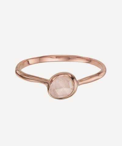 Shop Monica Vinader Rose Gold Plated Vermeil Silver Siren Small Rose Quartz Stacking Ring