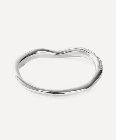 Shop Monica Vinader Silver Riva Diamond Wave Stacking Ring