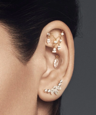 Maria Tash 18ct Floating Marquise Diamond Charm Single Threaded Stud Earring In Rose Gold