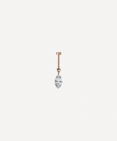 Maria Tash 18ct Floating Marquise Diamond Charm Single Threaded Stud Earring In Rose Gold