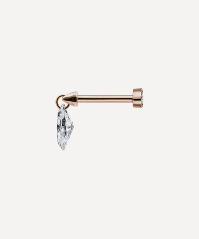 Maria Tash 18ct Floating Marquise Diamond Charm Single Threaded Stud Earring In Rose Gold