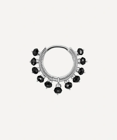Shop Maria Tash 18ct 8mm Black Diamond Coronet Single Hoop Earring In White Gold