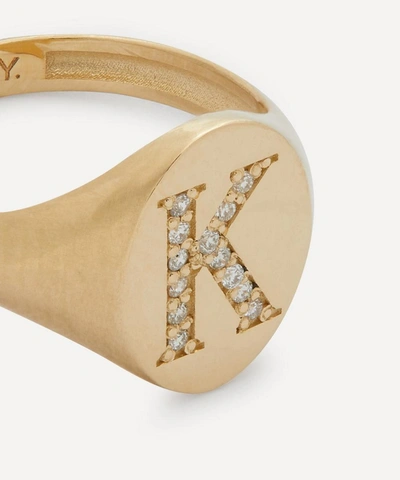 Liberty 9ct Gold And Diamond Initial  Signet Ring In Gold