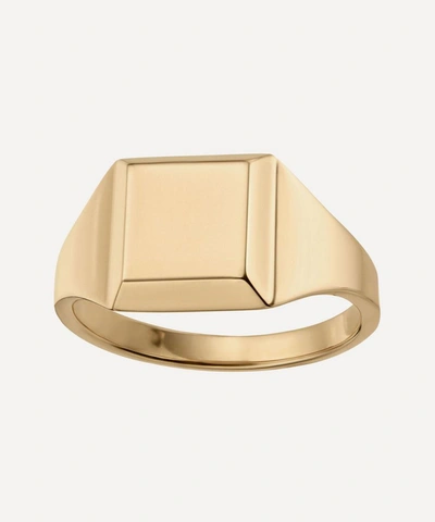 Shop Monica Vinader Gold Plated Vermeil Silver Signature Signet Ring In Gold Vermeil