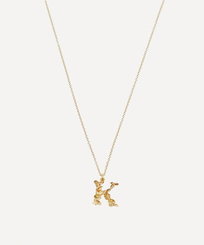 Shop Alex Monroe Gold-plated Floral Letter K Alphabet Necklace