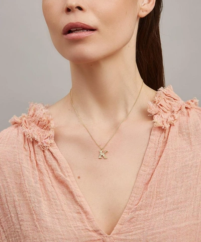 Alex Monroe Gold-plated Floral Letter K Alphabet Necklace In Gold