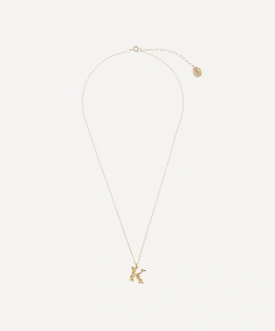 Alex Monroe Gold-plated Floral Letter K Alphabet Necklace In Gold