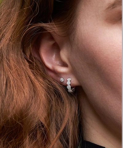 Dinny Hall 14ct White Gold Shuga Pave Diamond Huggie Hoop Earrings In White Gold