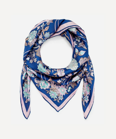 Liberty London Tree Of Life 90 X 90 Silk Scarf In Imran Navy