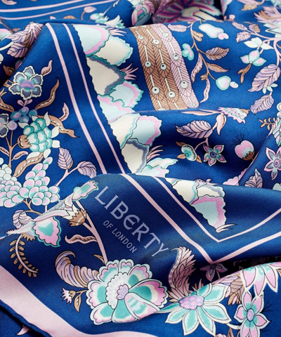 Liberty London Tree Of Life 90 X 90 Silk Scarf In Imran Navy