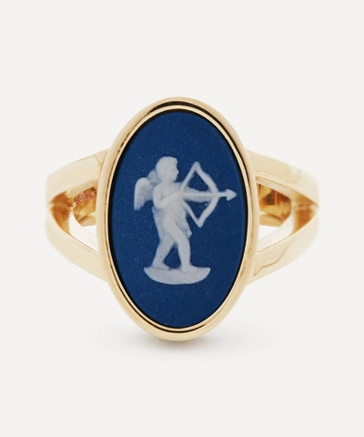 Shop Ferian 9ct Gold Wedgwood Cupid Medium Oval Split Ring