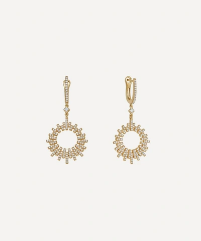 Astley Clarke 14ct Gold Comet Burst Diamond Hoop Earrings In Gold