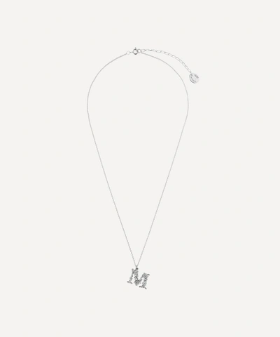 Shop Alex Monroe Silver Floral Letter M Alphabet Necklace