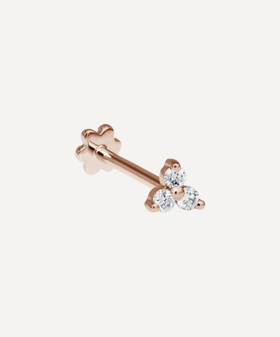 Shop Maria Tash 18ct Large Diamond Trinity Single Threaded Stud Earring In Rose Gold