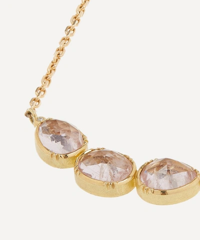 Shop Brooke Gregson 18ct Gold Orbit Triple Morganite And Diamond Pendant Necklace