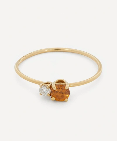 Shop Atelier Vm 18ct Gold Principesca Diamond And Brown Zircon Ring