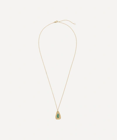 Shop Brooke Gregson 18ct Gold Boulder Opal Engraved Teardrop Pendant Necklace