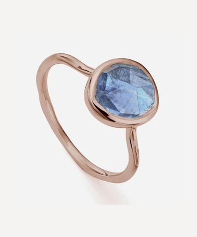 Shop Monica Vinader Rose Gold Plated Vermeil Silver Siren Kyanite Stacking Ring In Rose Gold Vermeil