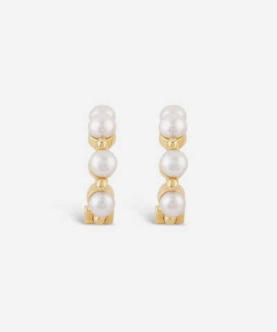 Dinny Hall 14ct Gold Shuga Pearl Huggie Hoop Earrings