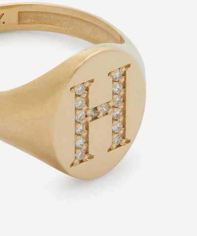 Liberty 9ct Gold And Diamond Initial  Signet Ring In Gold