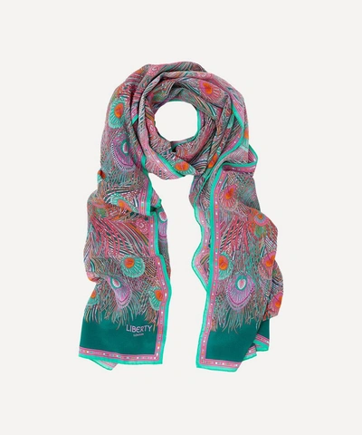 Liberty London Hera Long Silk Scarf In Green