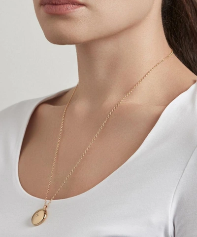 Astley Clarke Gold Plated Vermeil Silver Contemporary Sapphire Medium Astley Locket Necklace In Gold