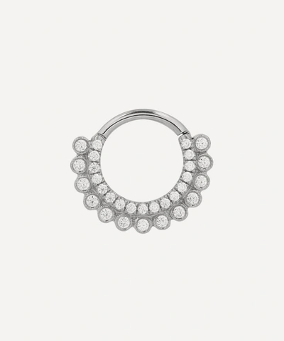 Maria Tash 14ct 8mm Cubic Zirconia Apsara Single Hoop Earring In White Gold