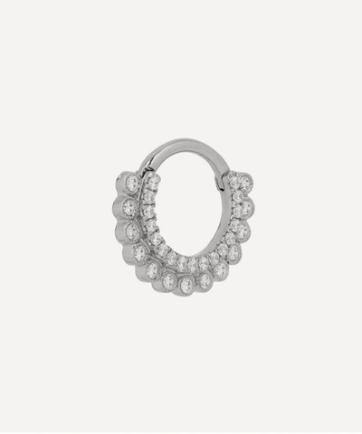Maria Tash 14ct 8mm Cubic Zirconia Apsara Single Hoop Earring In White Gold