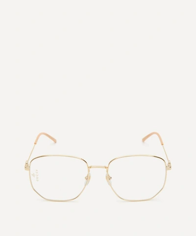 Shop Gucci Rectangular Metal Optical Glasses In Gold
