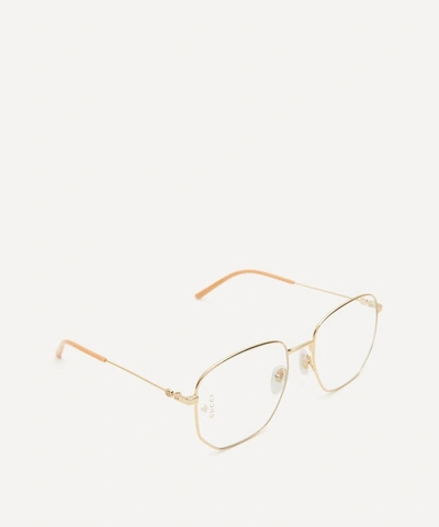 Shop Gucci Rectangular Metal Optical Glasses In Gold