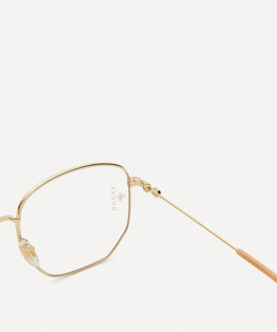 Shop Gucci Rectangular Metal Optical Glasses In Gold