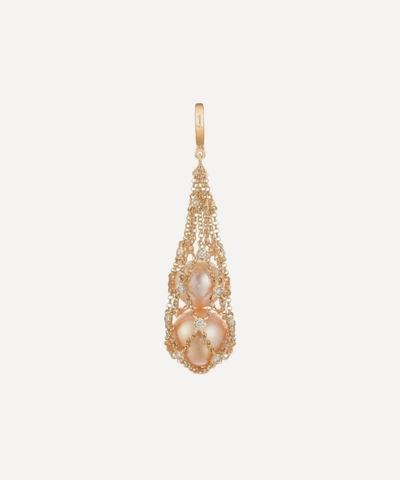 Shop Annoushka 18ct Gold Lattice Pearl And Diamond Net Pendant