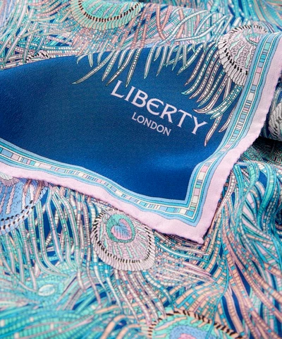Shop Liberty London Hera Long Silk Scarf In Blue