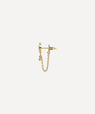 Shop Maria Tash 18ct Diamond Delia And Chain Wrap Single Stud Earring In Gold