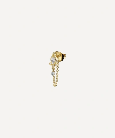 Shop Maria Tash 18ct Diamond Delia And Chain Wrap Single Stud Earring In Gold