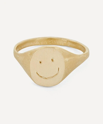 Seb Brown 9ct Gold Smiley Signet Ring In Gold