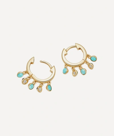 Shop Astley Clarke Gold Plated Vermeil Silver Biography Turquoise And White Sapphire Droplet Hoop Earrings