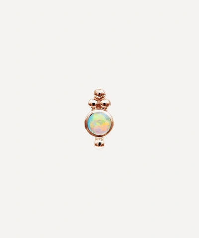 Shop Maria Tash 14ct Opal Four Ball Trinity Single Threaded Stud Earring In Rose Gold