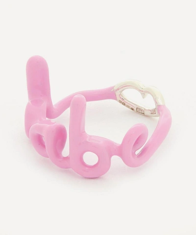 Shop Solange Azagury-partridge Babe Hotscripts Ring In Bubble Gum Pink