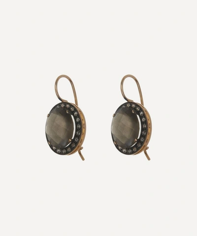 Shop Andrea Fohrman 18ct Rose Gold Kat Grey Moonstone And Diamond Drop Earrings