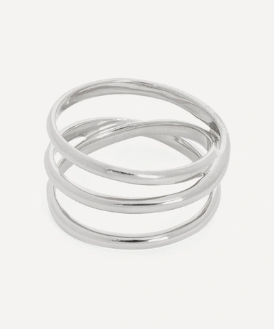 Shop Maria Black White Rhodium-plated Emilie Wrap Ring In Silver