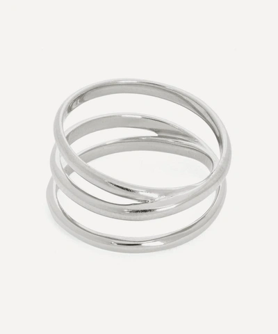 Shop Maria Black White Rhodium-plated Emilie Wrap Ring In Silver