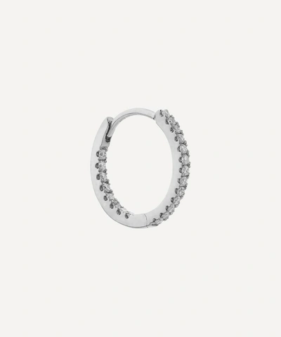 Shop Maria Tash 9.5mm Diamond Front-facing Eternity Hoop Earring In White Gold